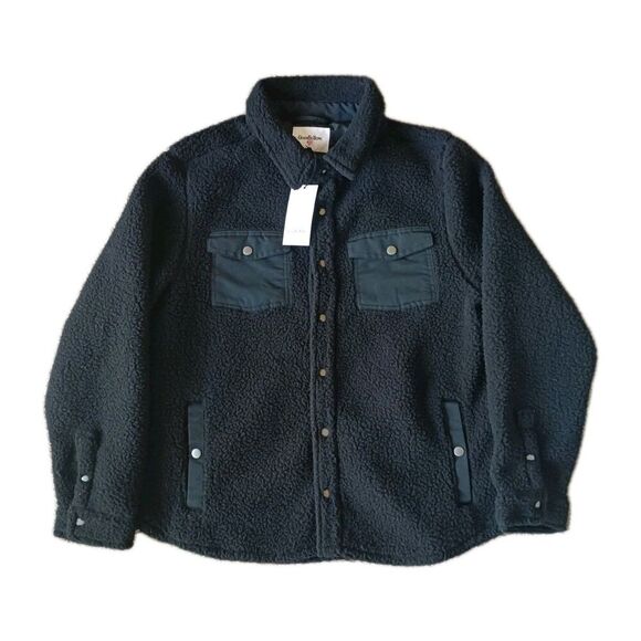 Goodfellow & Co Jackets & Blazers - Good Fellow Sherpa Jacket Women's Large Black Snap Button Pockets Long Sleeve